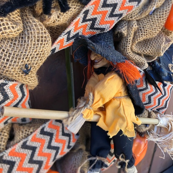 Handmade Halloween Burlap Wreath with Witch - Picture 9 of 12